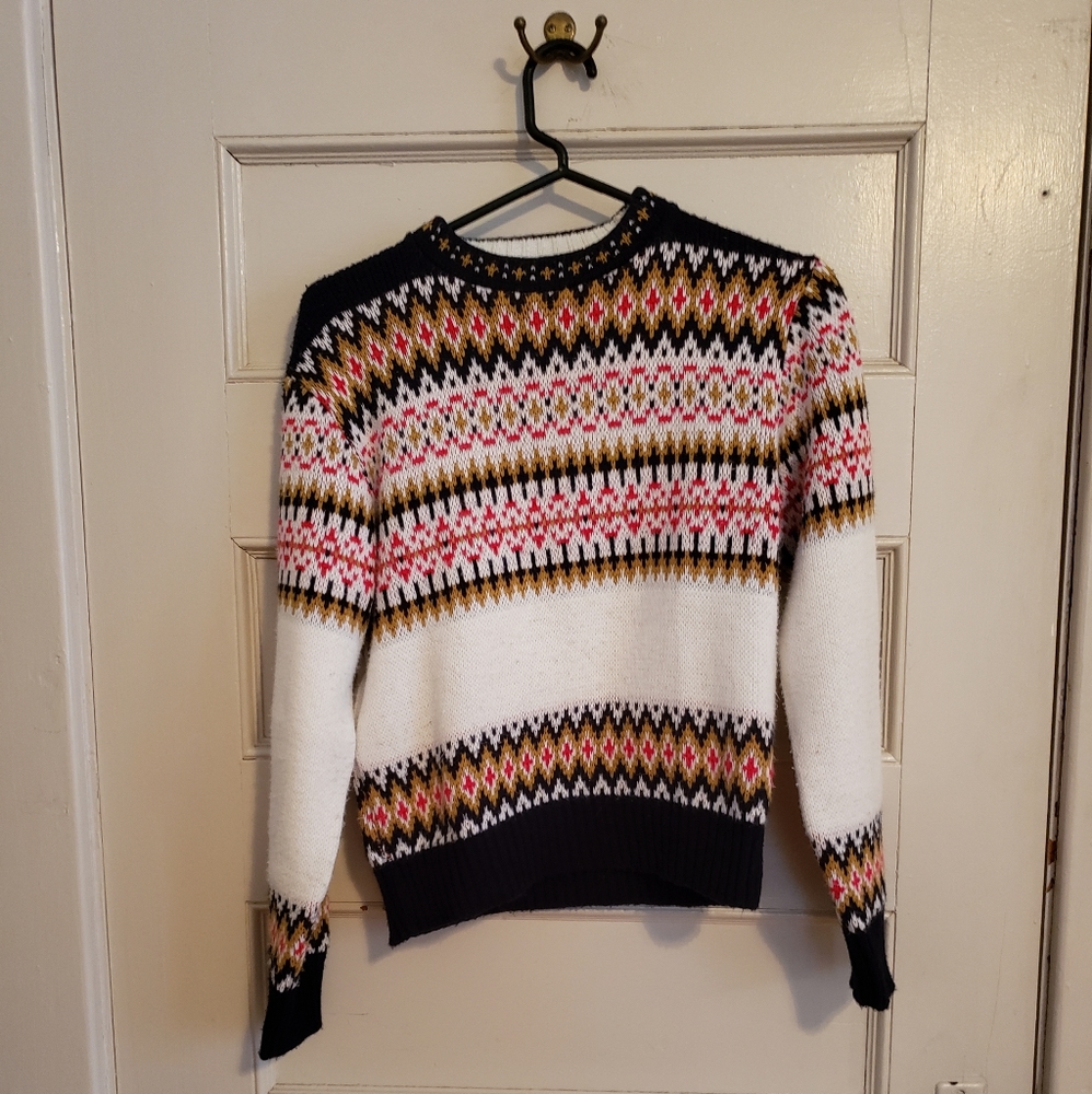 Vintage Fall Fair Isle Sweater red, gold, navy